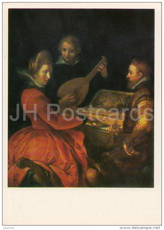 painting by Marten Pepyn - Trio - music - lute - Harpsichord - Flemish art - Russia USSR - 1984 - unused - JH Postcards