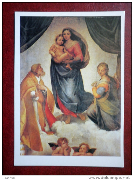 painting by Raphael , Sistine Madonna - italian art - unused - JH Postcards