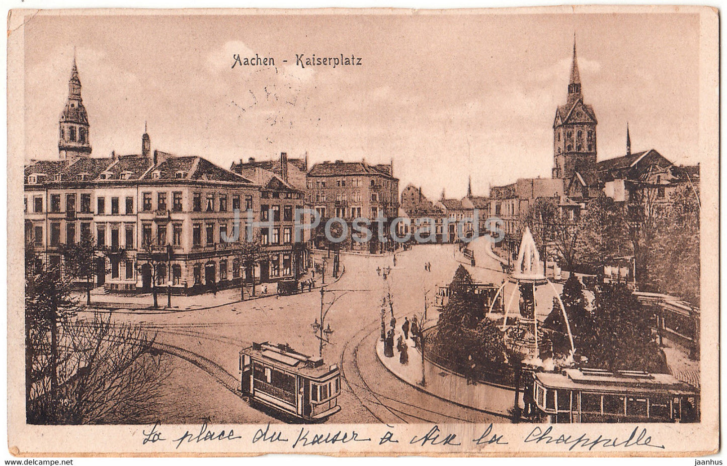 Aachen - Kaiserplatz - Aix La Chapelle - tram - 54996 - old postcard - Germany - used - JH Postcards