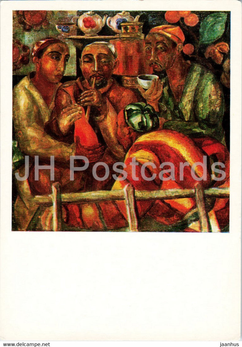 painting by A. Volkov - In a teahouse - Uzbek art - 1979 - Russia USSR - unused - JH Postcards