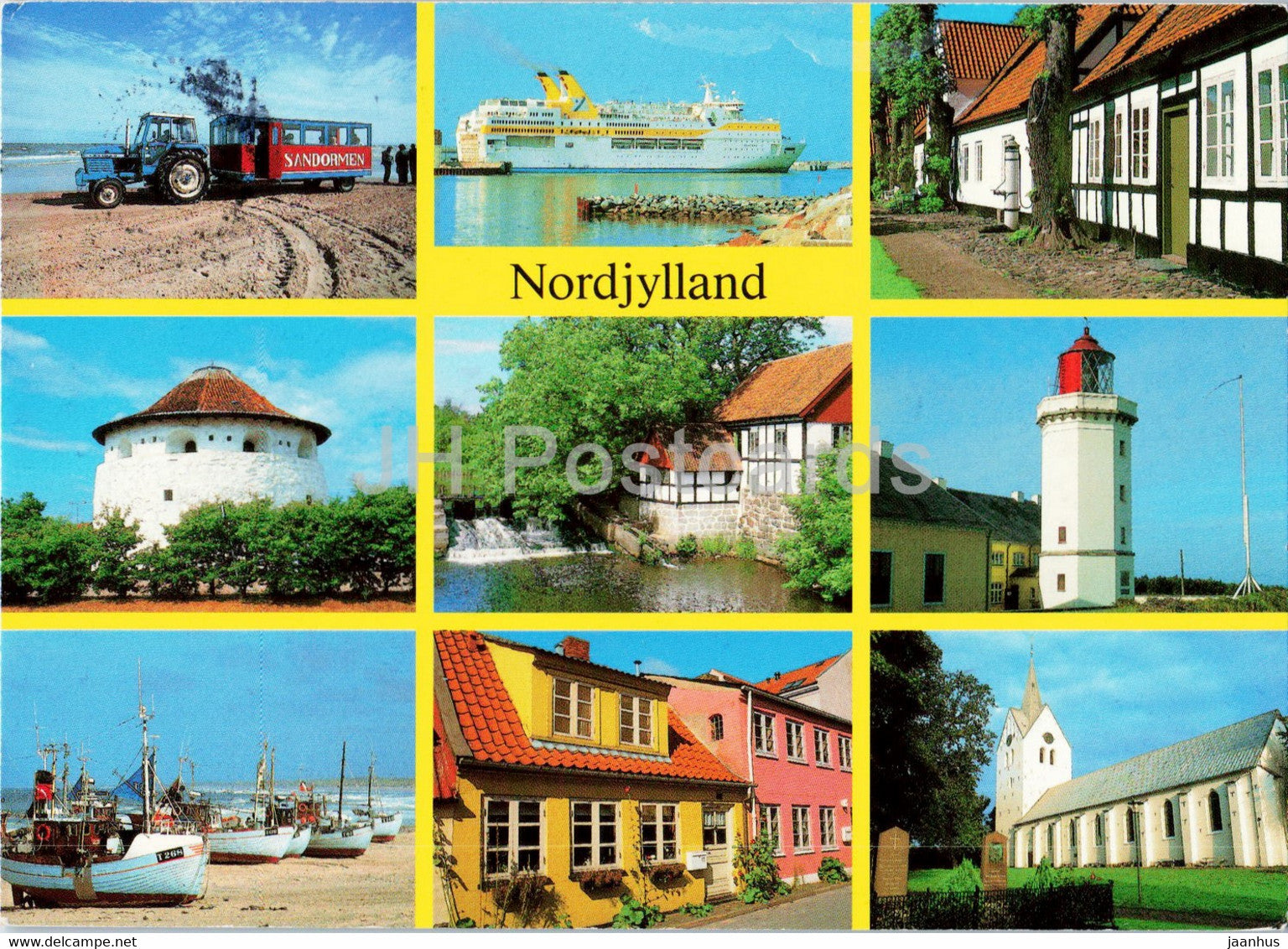 Nordjylland - ship - boat - lighthouse - tractor - multiview - 1993 - Denmark - used - JH Postcards