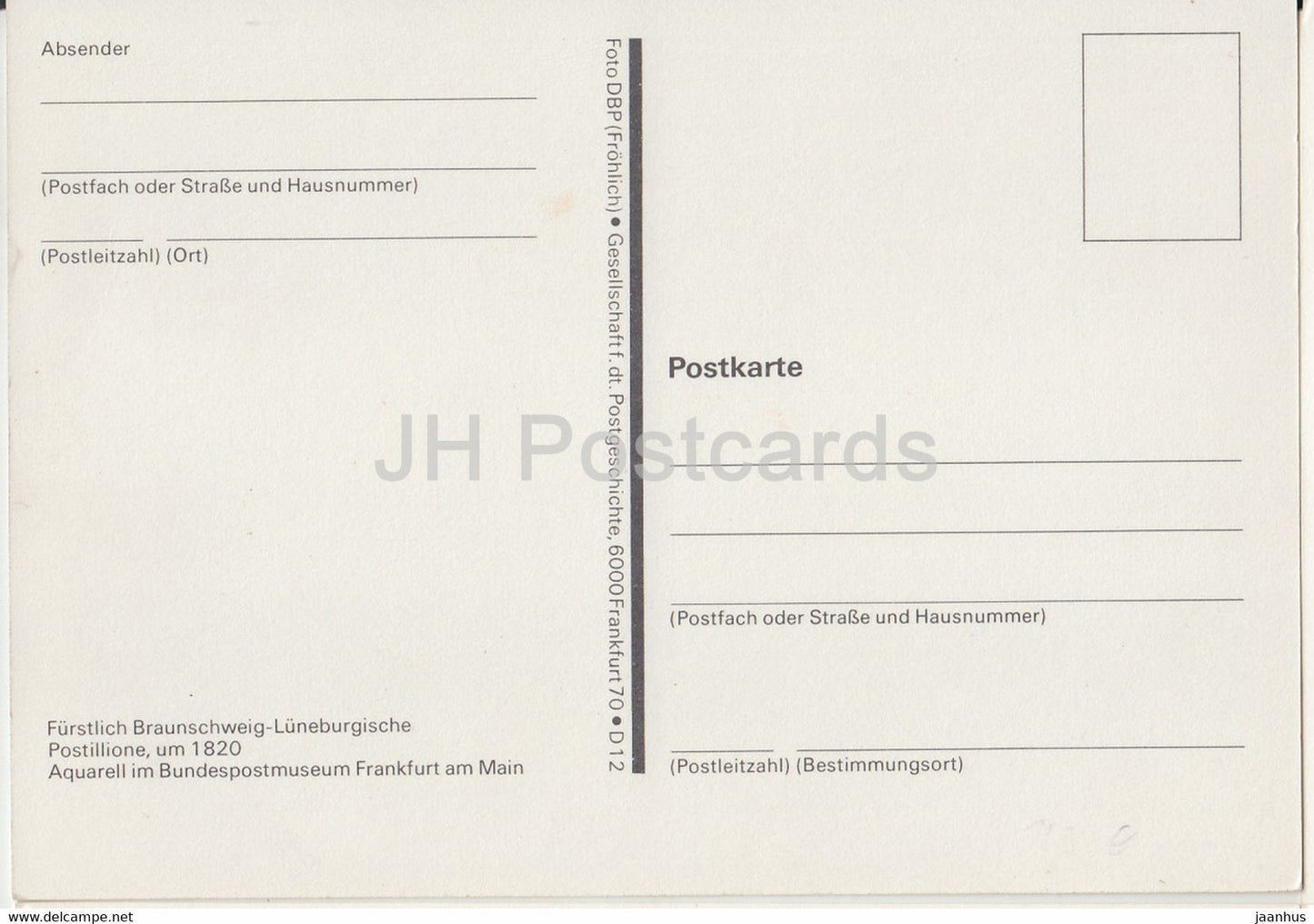 Furstlich Braunschweig Luneburgische Postillione - Postmen - Mail Service - Germany - unused