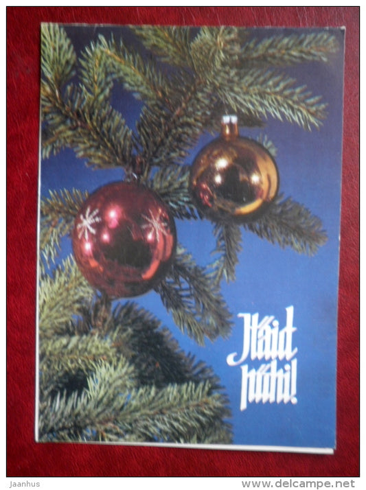 New Year Greeting card - decorations - 1988 - Estonia USSR - used - JH Postcards