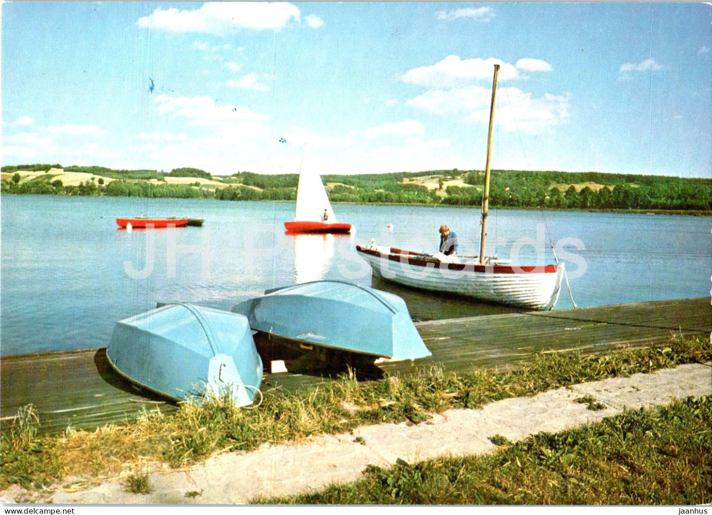 Chodziez - Jezioro Miejskie - sailing boat - town lake - Poland - unused - JH Postcards