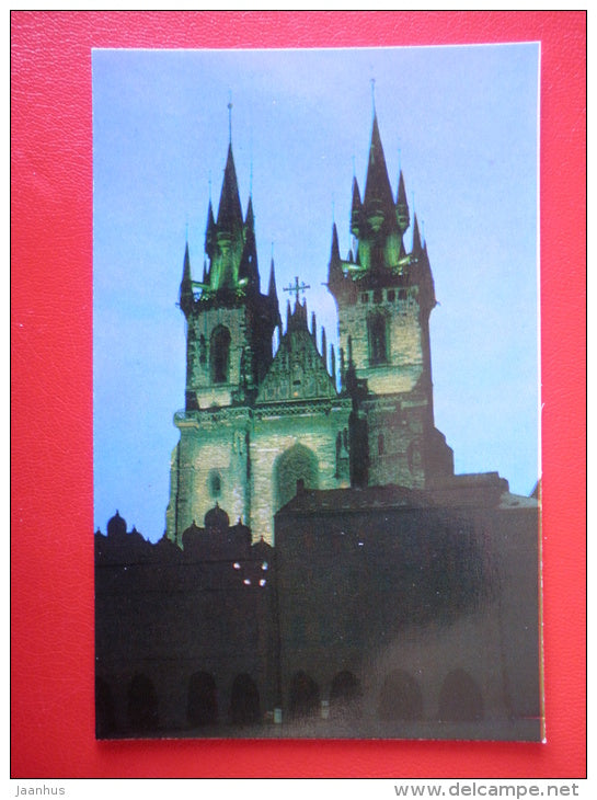 Tyn Church in the evening - Prague - Praha - 1975 - Czech Republic - unused - JH Postcards