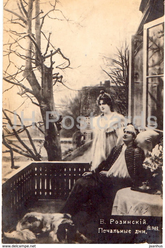painting by V. Rozinsky - Sad Days - art - old postcard - Imperial Russia - unused - JH Postcards