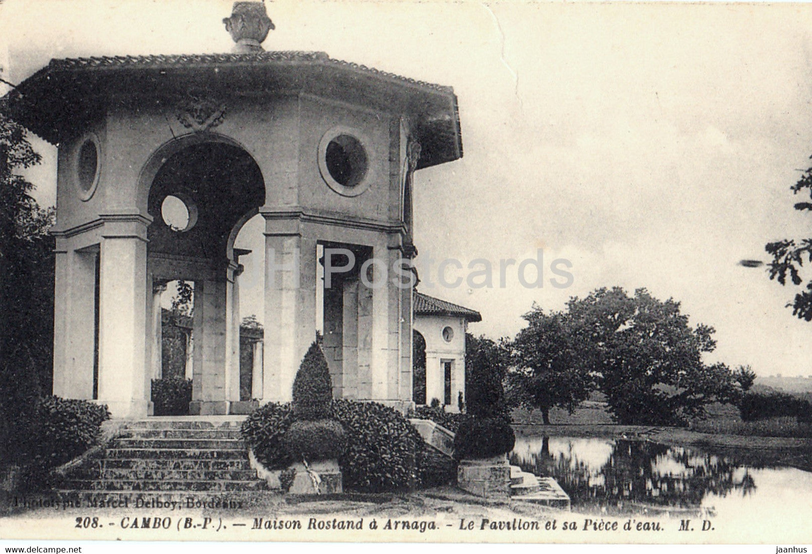 Cambo - Maison Rostand a Arnaga - Le Pavillon et sa Piece d'eau - 208 - old postcard - France - unused - JH Postcards