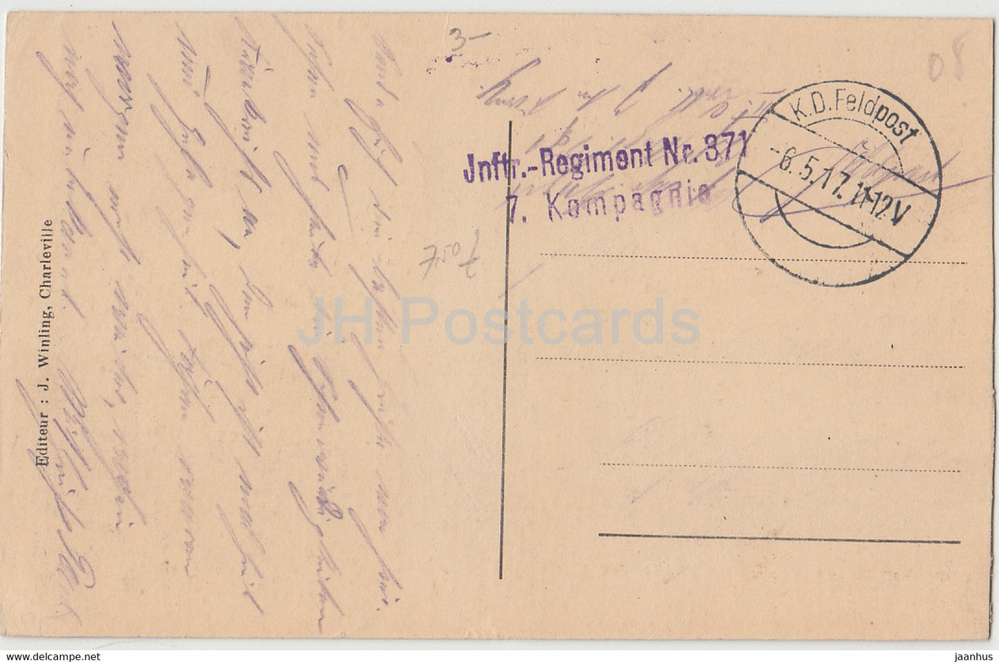 Sedan - La Chene brise - Inftr Regiment Nr 371 7 Kompagnie Feldpost - carte postale ancienne - 1917 - France - occasion