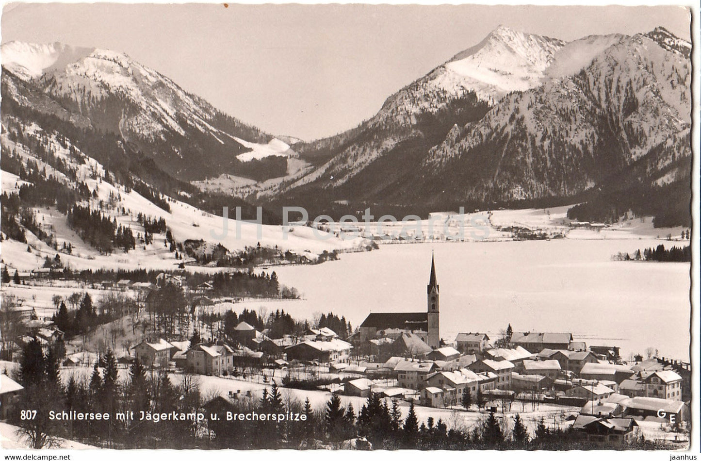 Schliersee mit Jagerkamp u Brecherspitze - 40 Jahre Deutsche Luftpost - 807 - 1959 - Germany - used - JH Postcards