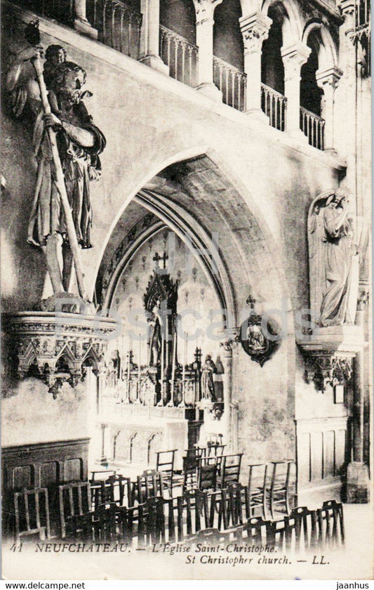 Neufchateau - L'Eglise Saint Christophe - 41 - church - old postcard - 1927 - France - used - JH Postcards