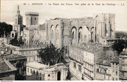 Avignon - Le Palais des Papes - Vue Prise de la Tour de l'Horloge - 49 - old postcard - France - unused - JH Postcards