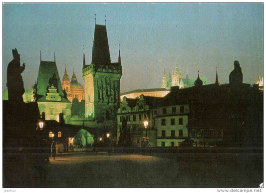 The Castle of Prague Hradcany and Charles Bridge - Prague - Praha - Czech - used 1997 - JH Postcards