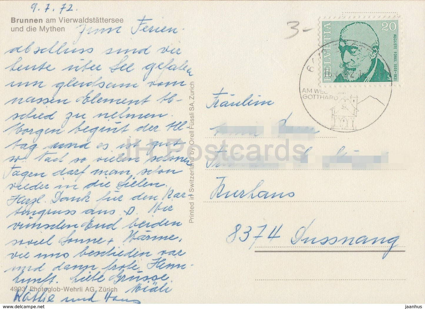Brunnen am Vierwaldstattersee und die Mythen - passenger ship - steamer - 1972 - Switzerland - used