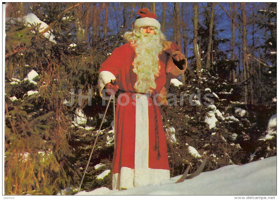 New Year Greeting Card - Santa Claus - Ded Moroz - 1989 - Russia USSR - used - JH Postcards