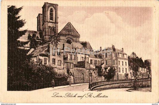 Laon - Blick auf St Martin - old postcard - France - used - JH Postcards