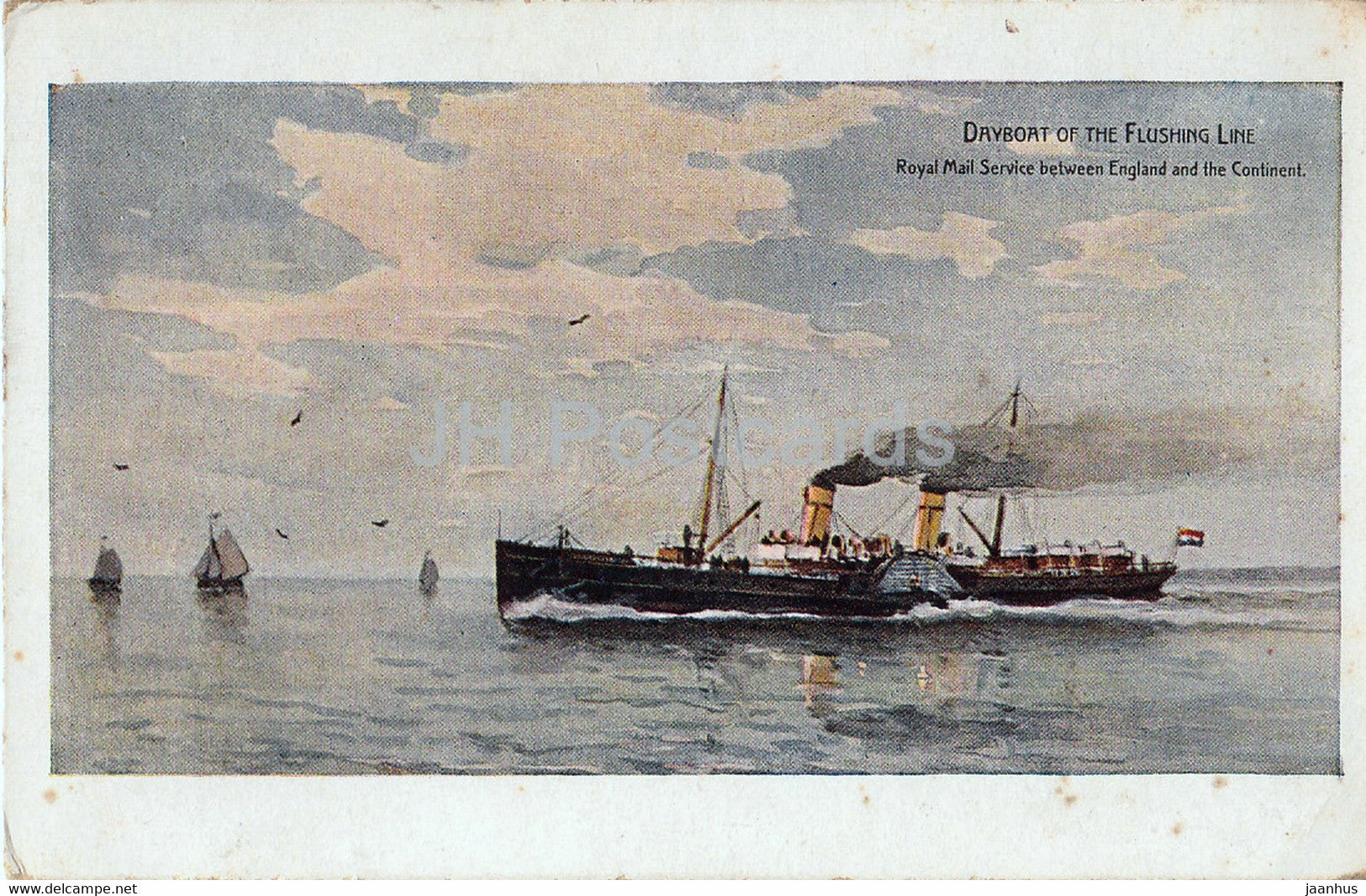 Dayboat of the Flushing Line - Royal Mail Service between England and the Continent - ship - steamer - old postcard used - JH Postcards