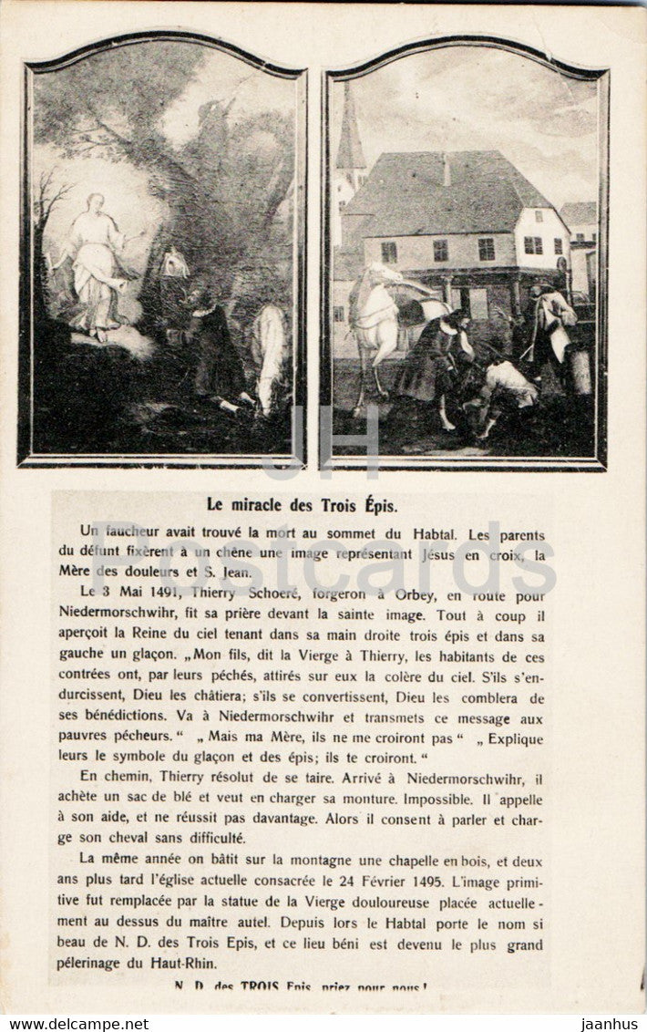 Le Miracle des Trois Epis - old postcard - France - unused - JH Postcards