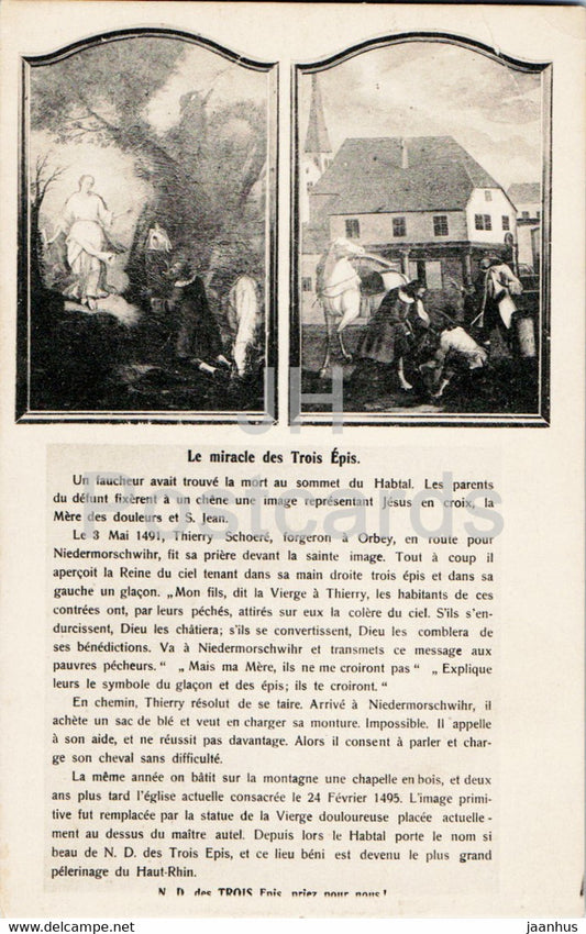 Le Miracle des Trois Epis - old postcard - France - unused - JH Postcards