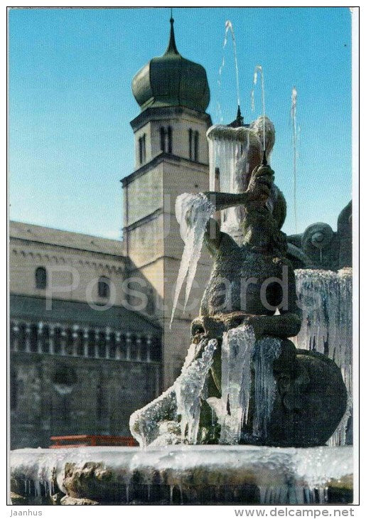 Fontana del Nettuno , particolare invernare - Neptune Fountaine - Trento - R 2410 - Italia - Italy - used - JH Postcards