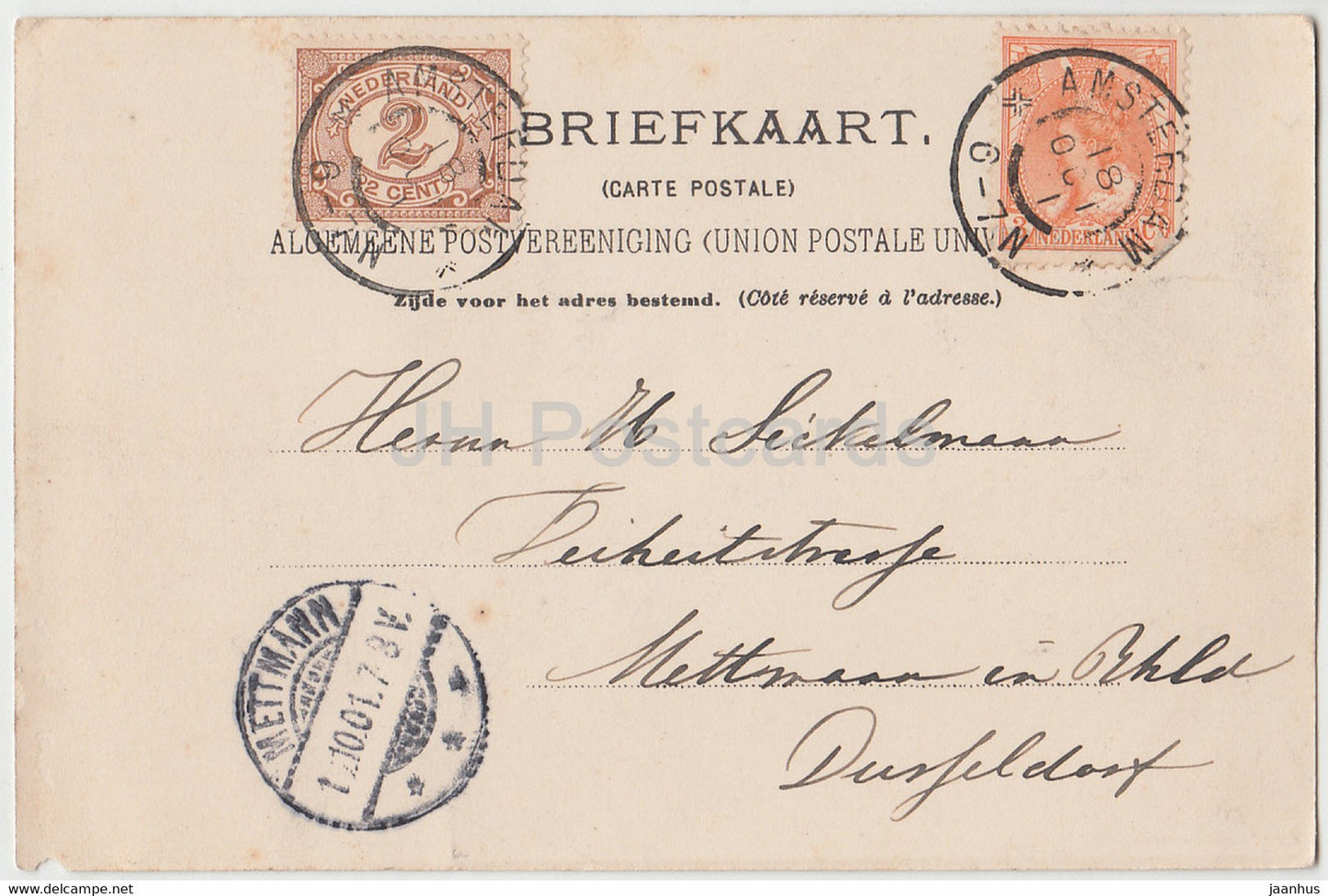 Amsterdam - Nieuwe Vaart - windmill - old postcard - 1901 - Netherlands - used