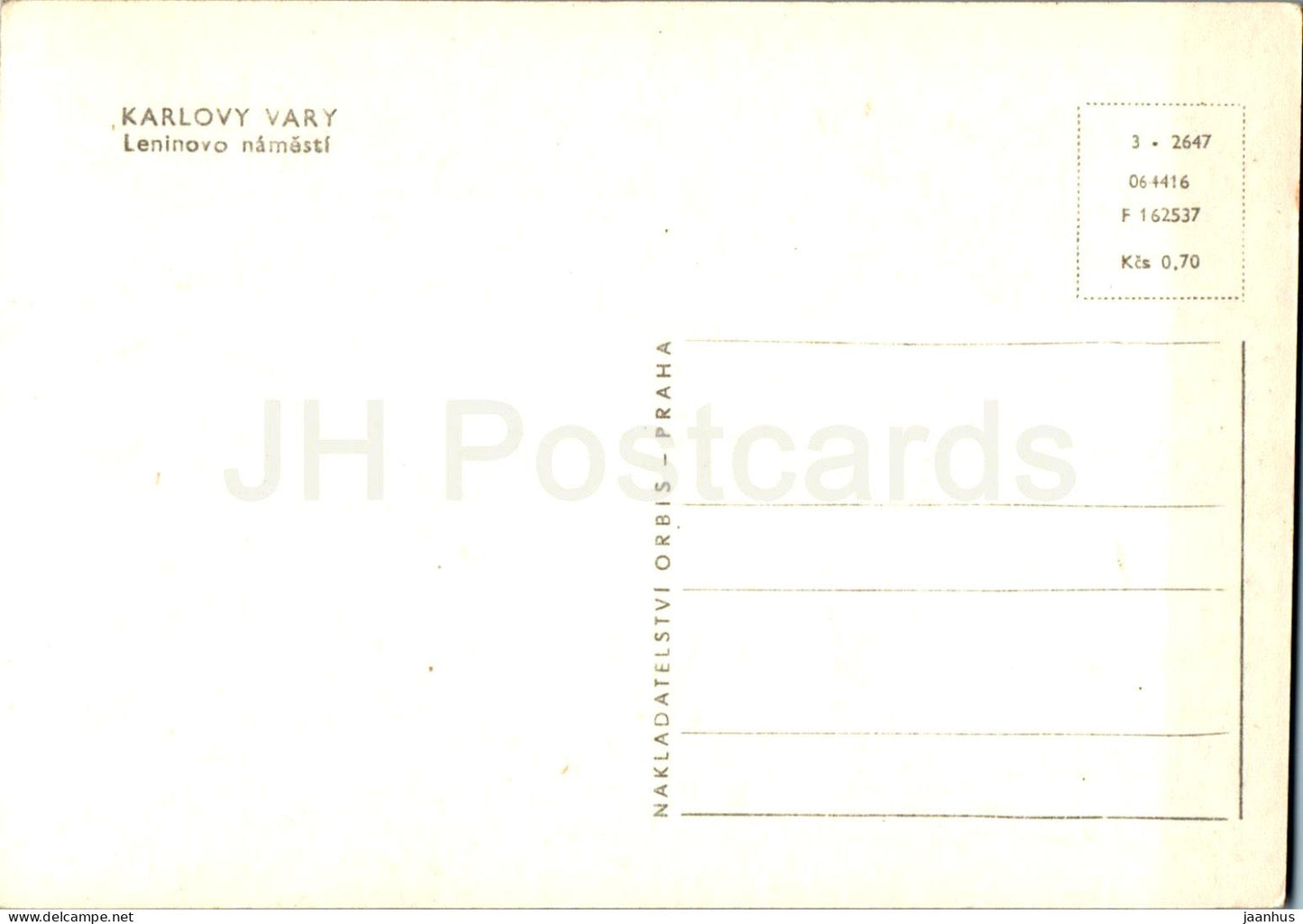 Karlovy Vary - Leninovo Namesti - Place Lénine - 2647 - République tchèque - Tchécoslovaquie - inutilisé