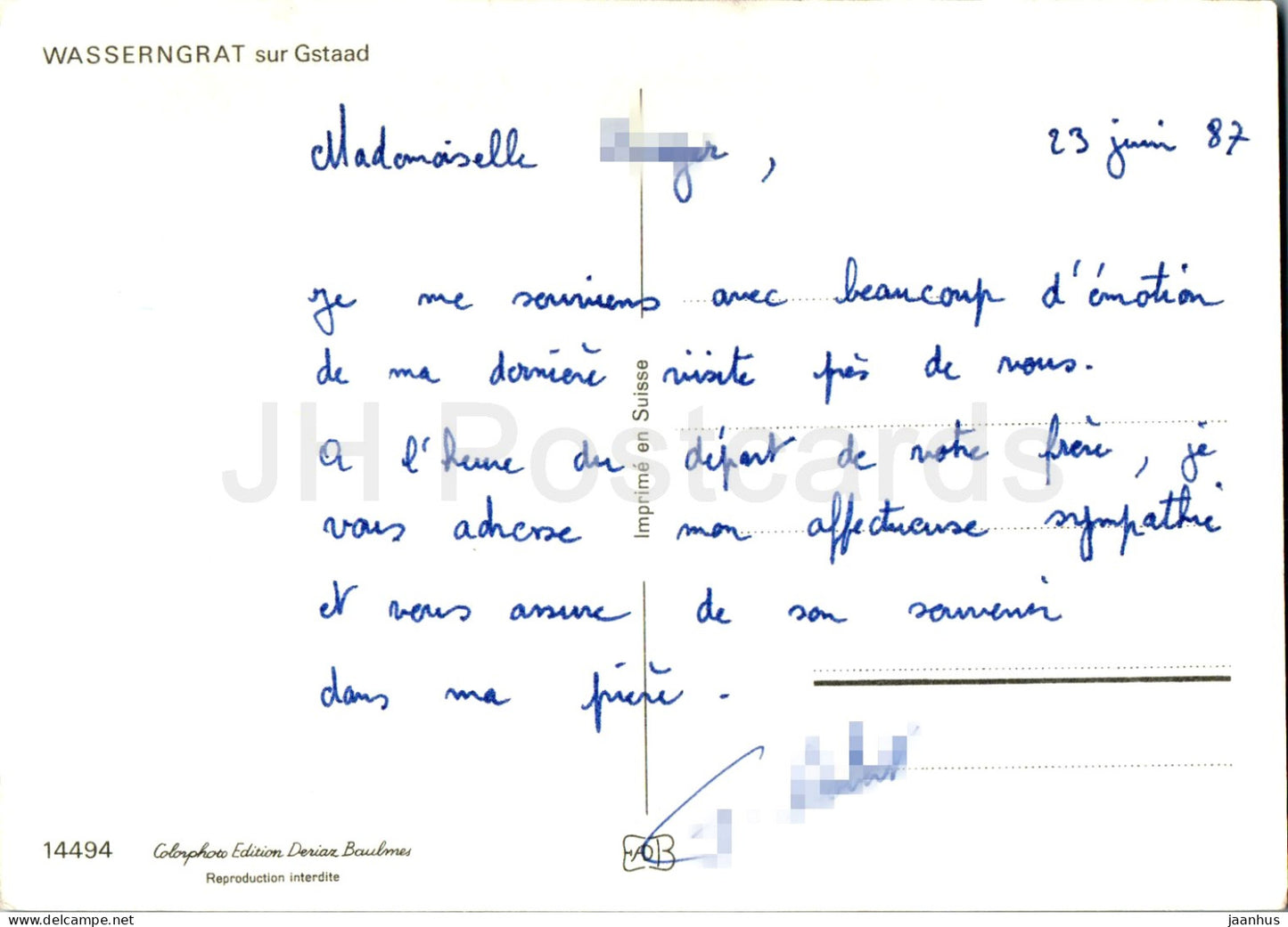 Wasserngrat sur Gstaad - 14494 - 1987 - Switzerland - used