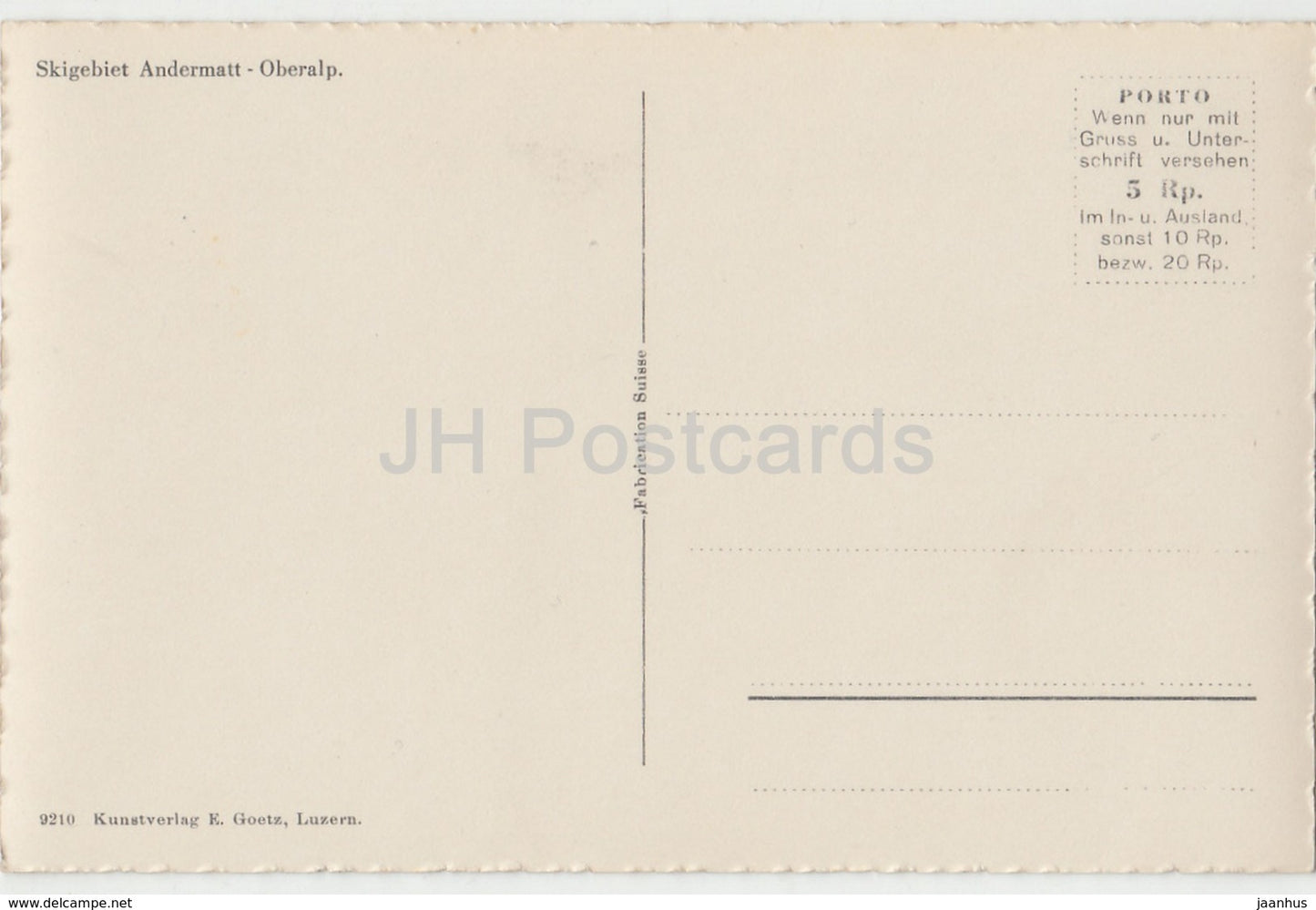 Domaine skiable Andermatt - Oberalp. - 9210 - Suisse - carte postale ancienne - inutilisée