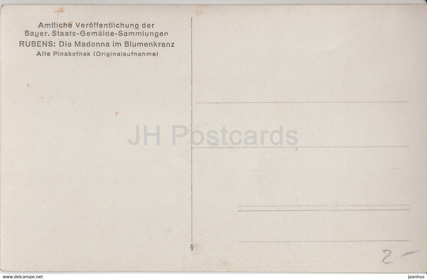 painting by Peter Paul Rubens - Die Madonna im Blumenkranz - Flemish art - old postcard - Germany - unused