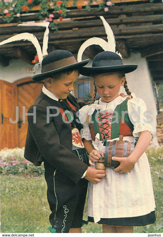 Tiroler Kindertrachtenparchen aus Imst - children - Austrian folk costumes - Austria - unused - JH Postcards