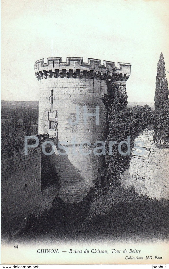 Chinon - Ruines du Chateau - Tour de Boissy - castle ruins - old postcard - France - unused - JH Postcards