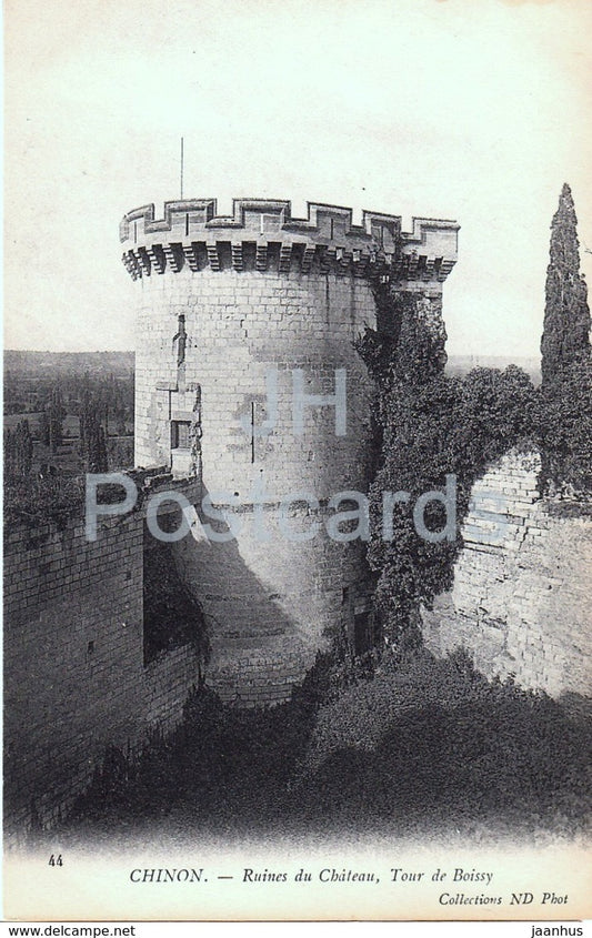 Chinon - Ruines du Chateau - Tour de Boissy - castle ruins - old postcard - France - unused - JH Postcards