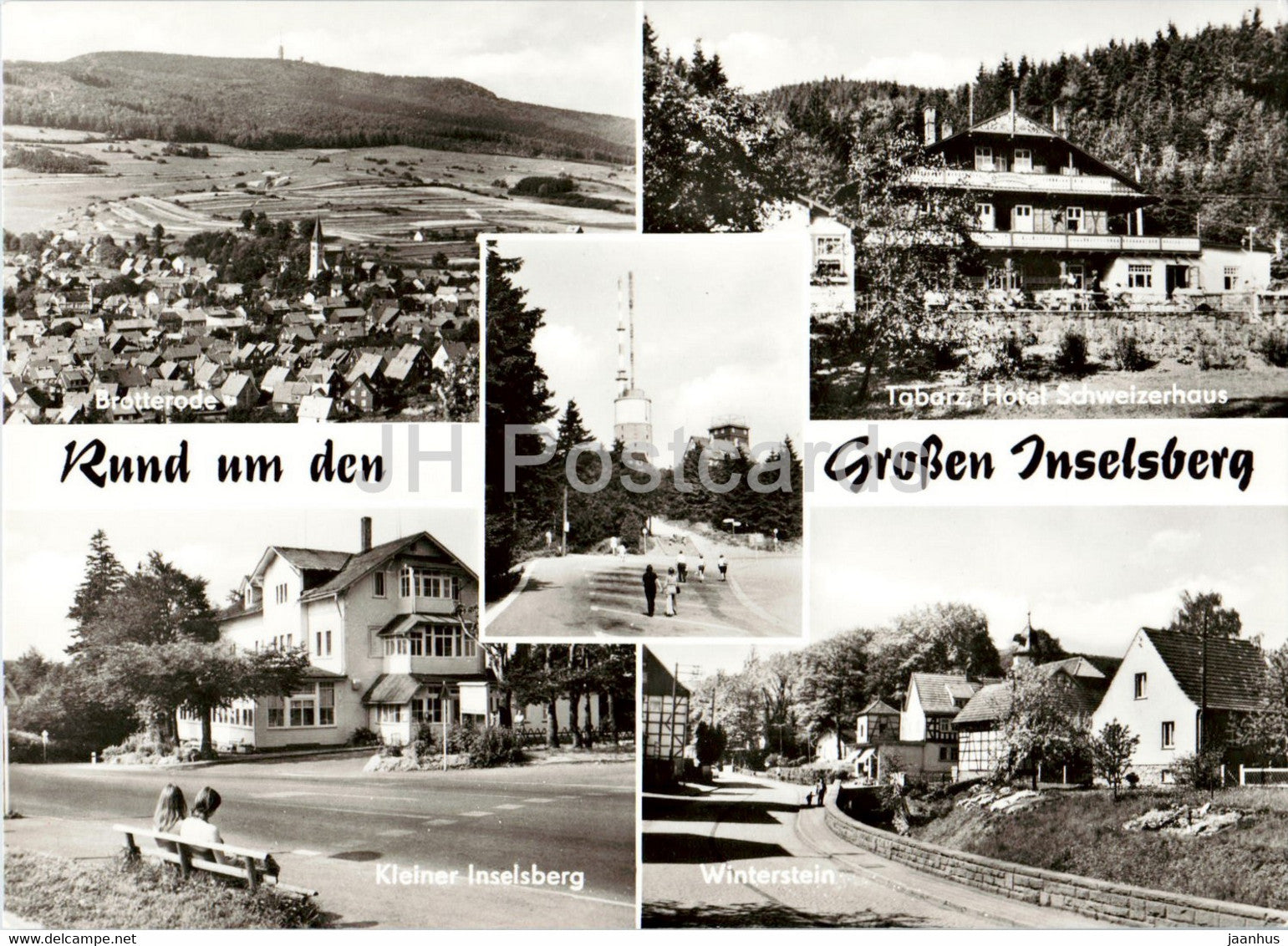 Rund um den Grossen Inselsberg - Brotterode - Hotel Schweizerhaus - Winterstein - 1 old postcard - Germany DDR - unused - JH Postcards