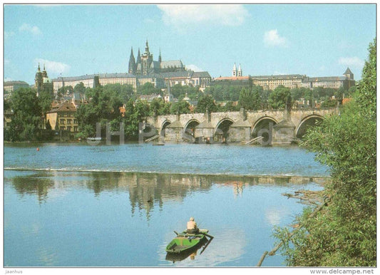Praha - Prague - The Castle of Prague Hradcany - boat - Czechoslovakia - Czech - unused - JH Postcards