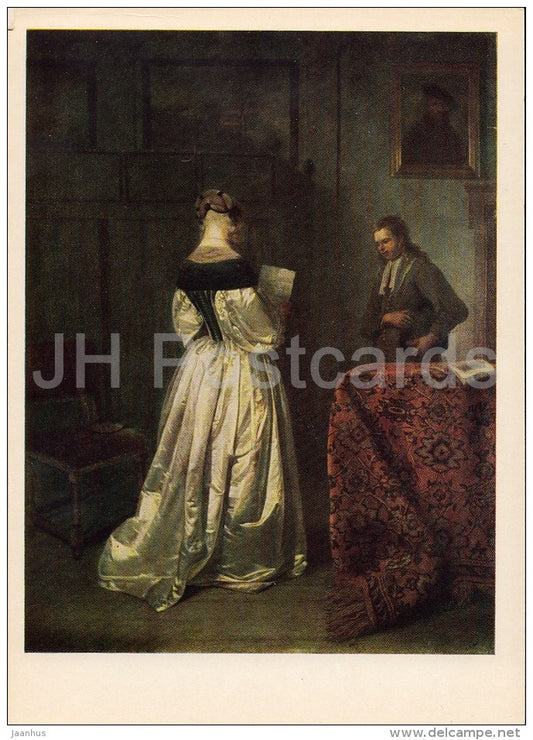 painting by Gerard ter Borch - Reading a Letter - Dutch art - 1969 - Russia USSR - unused - JH Postcards