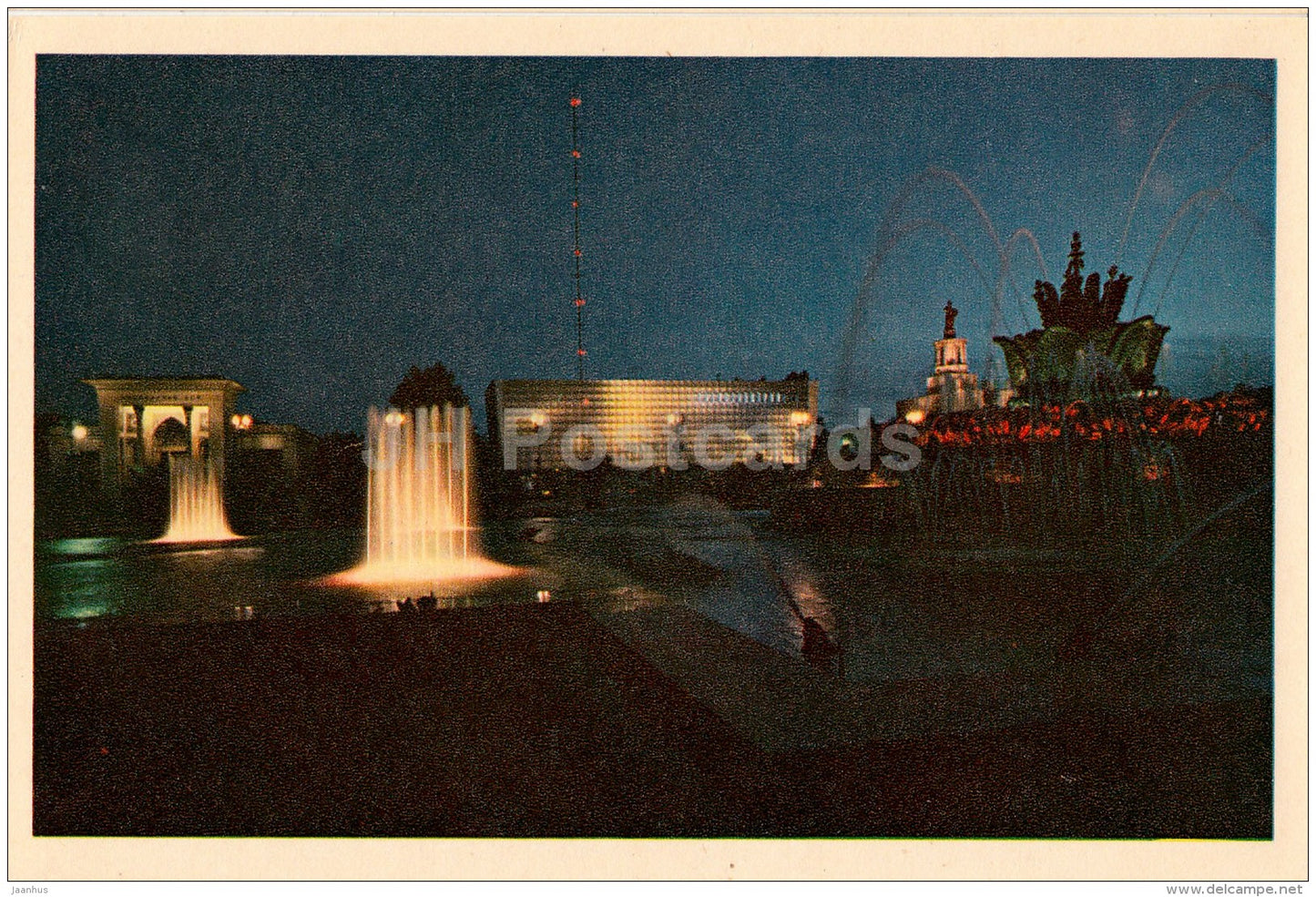 Exhibition of Economic Achievement . Night - Moscow - old postcard - Russia USSR - unused - JH Postcards