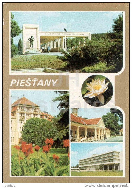 state spa - water lily - Piestany - Czechoslovakia - Slovakia - used 1981 - JH Postcards
