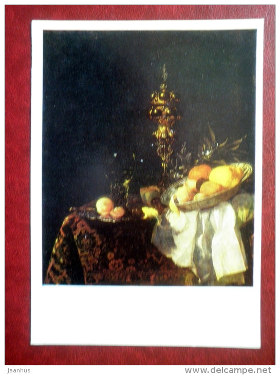 painting by Willem Kalf - Still Life . Dessert - fruits - dutch art - unused - JH Postcards