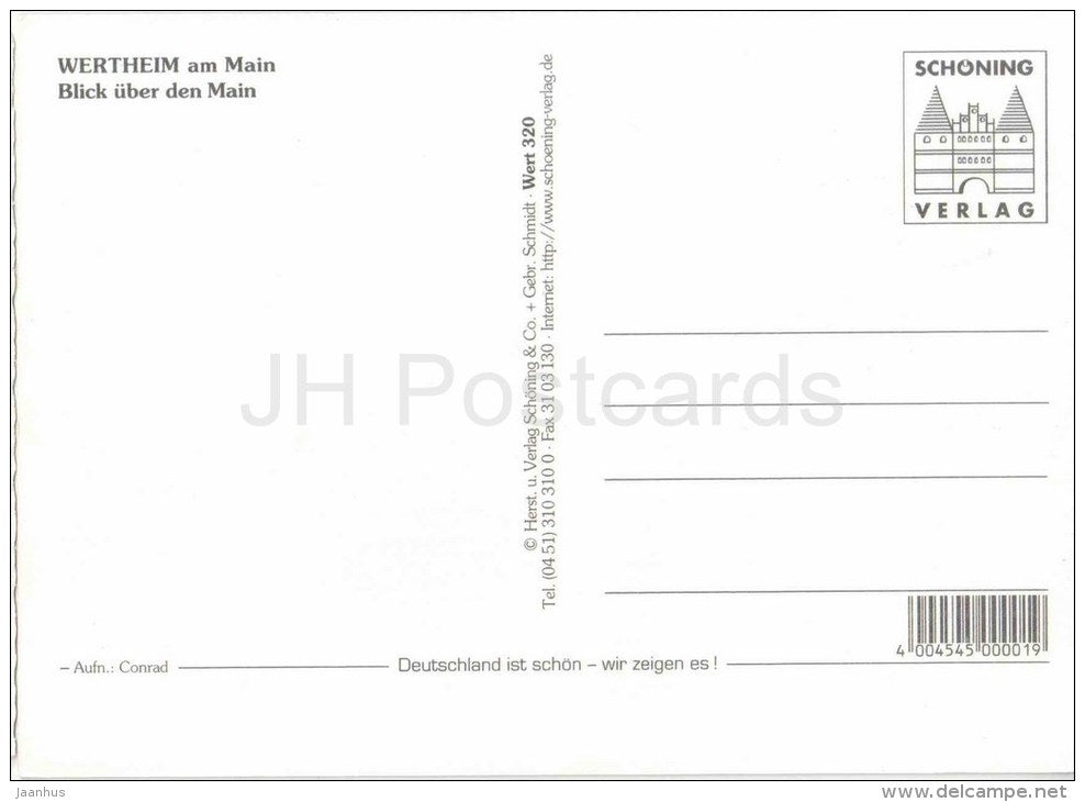 Romantisches Wertheim am Main - Blick über den Main - Schloss - castle - Wert 320 - Germany - ungelaufen - JH Postcards