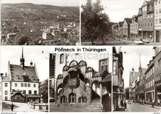 Possneck in Thuringen - Schuhgasse - Rathaus - Steinweg - old postcard - Germany DDR - unused - JH Postcards