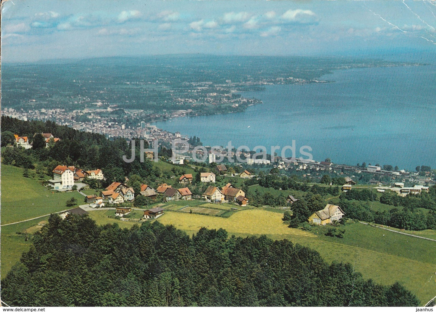Flugaufnahme Wienacht - Blick zum Bodensee mit Roschach Arbon und Romanshorn - 1980 - Switzerland - used - JH Postcards