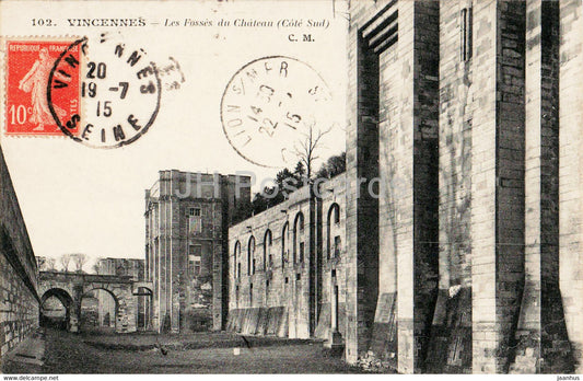 Vincennes - Les Fosses du Chateau - Cote Sud - castle - 102 - old postcard - 1915 - France - used - JH Postcards