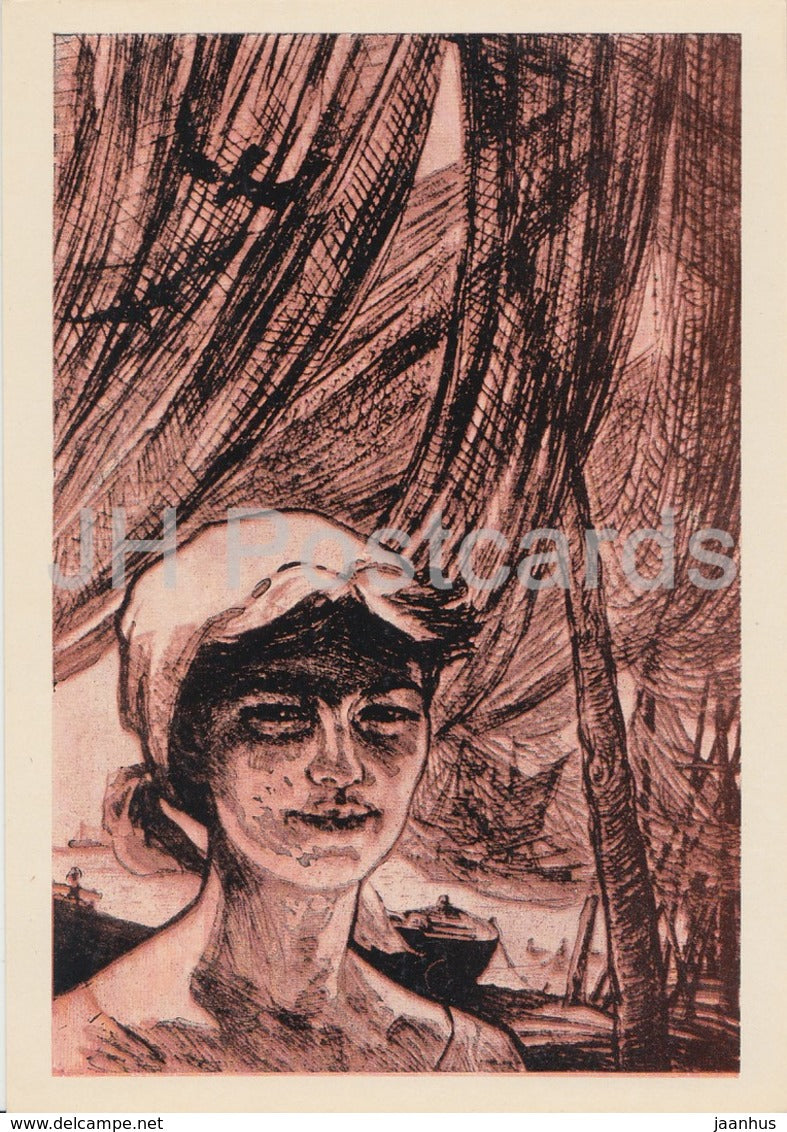 painting by V. Novykovski - Morning - From the Series Sea Workers - Ukrainian art - 1966 - Ukraine USSR - unused
