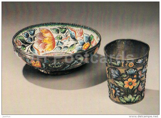 Cup and glass - silver - Russian Applied Art - 1987 - Russia USSR - unused - JH Postcards