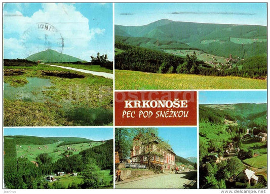 Snezka mountain 1603 m - hotel Horec Pec Pod Snezkou - Udoli valley - Krkonoše - Czech - Czechoslovakia - used - JH Postcards
