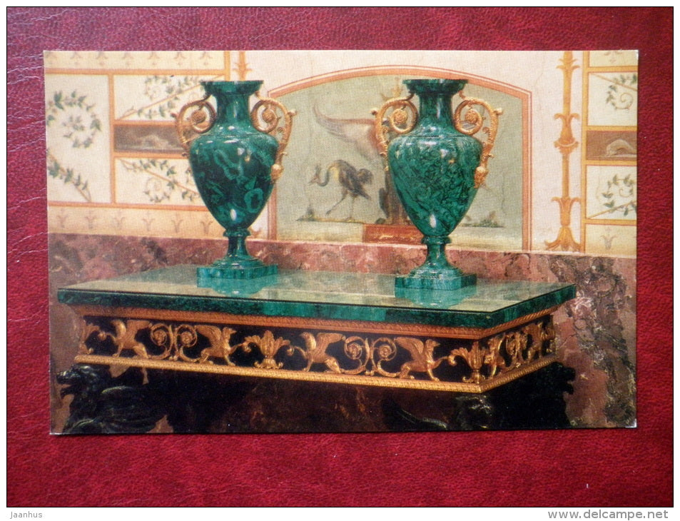 Vases , Table , 1830s-1840s  - Russian Malachite - The Hermitage , Leningrad - 1980 - Russia USSR - unused - JH Postcards