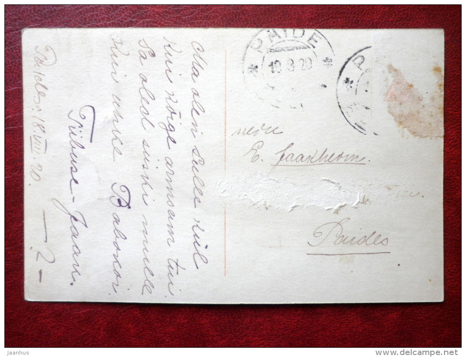 woman with flowers  - 5590/4 - circulated in 1920 - Estonia - used - JH Postcards