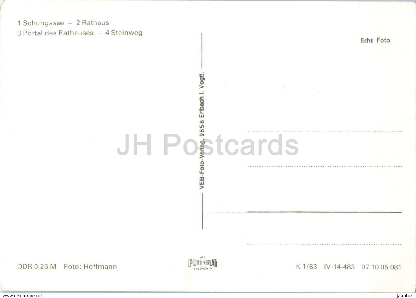 Possneck in Thuringen - Schuhgasse - Rathaus - Steinweg - old postcard - Germany DDR - unused