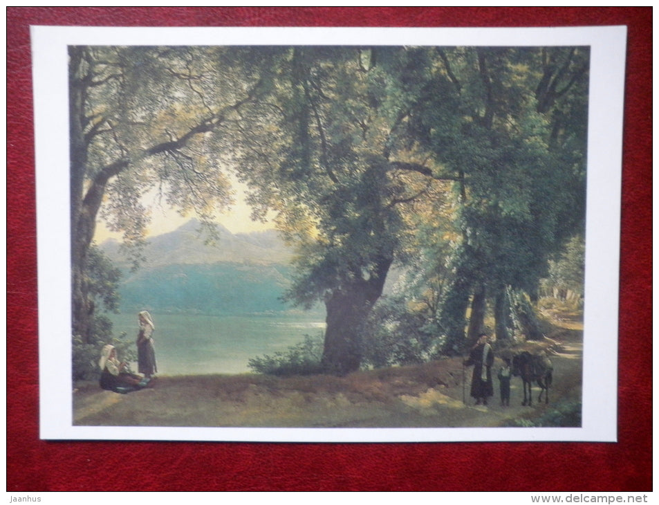 painting by Sylvester Shchedrin , Lake Albano near Rome , 1825  - horse - russian art - unused - JH Postcards