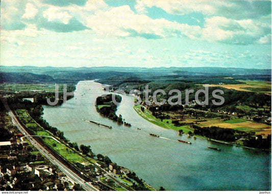 Blick vom Drachenfels auf das Rheintal mit Insel Nonnenwerth - river Rhein - 2172 - Germany - used