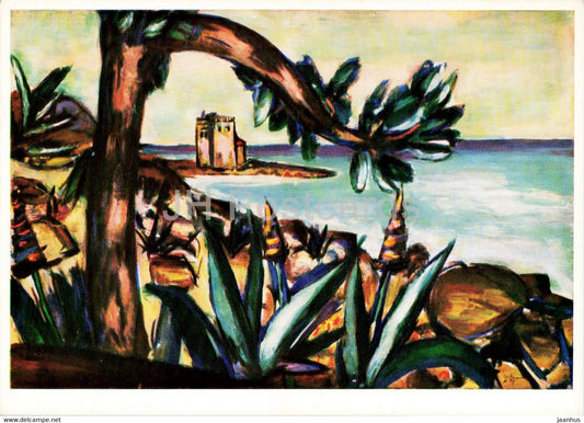 painting by Max Beckmann - Meerlandschaft bei Cap Martin - German art - Germany - unused - JH Postcards